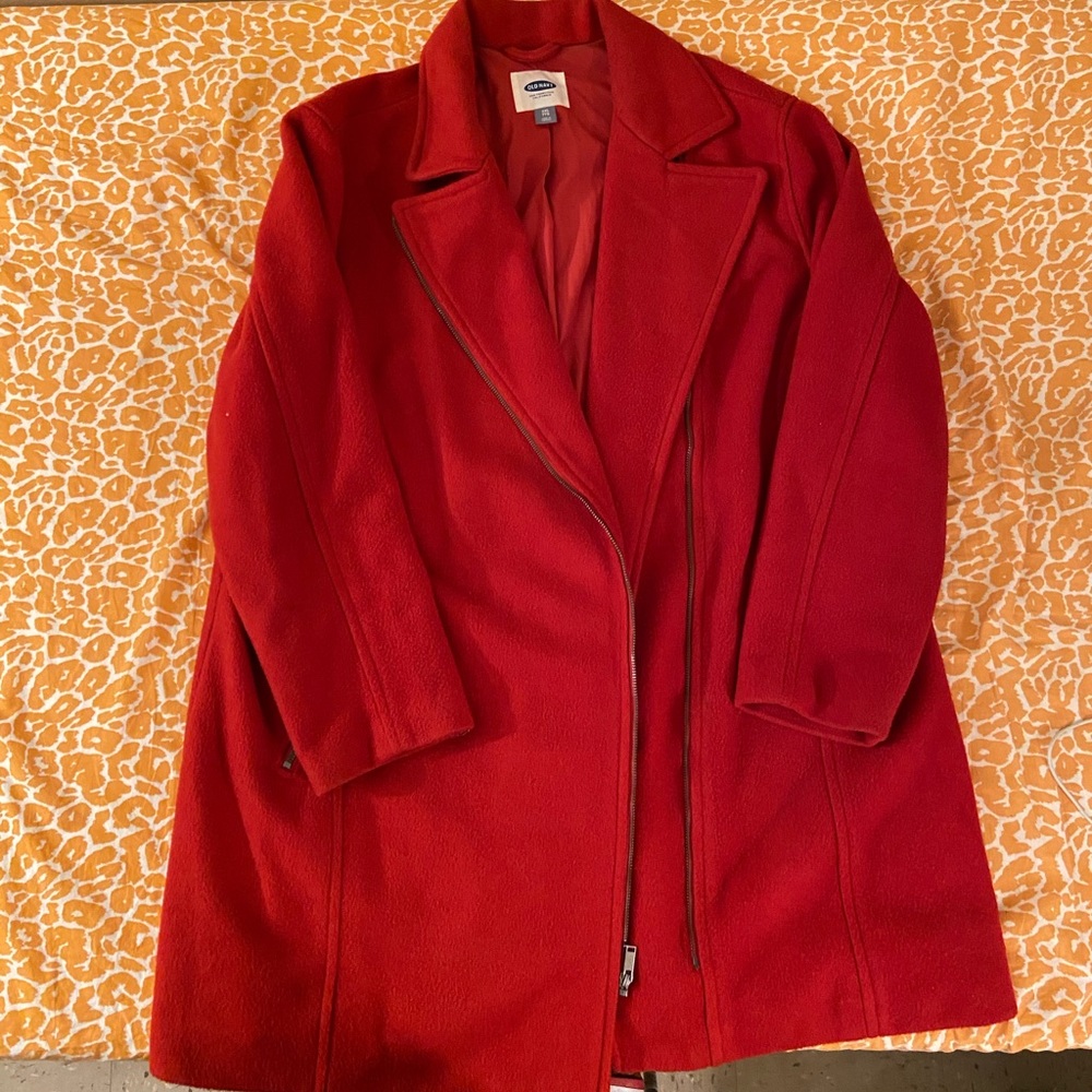 Red orange pea coat